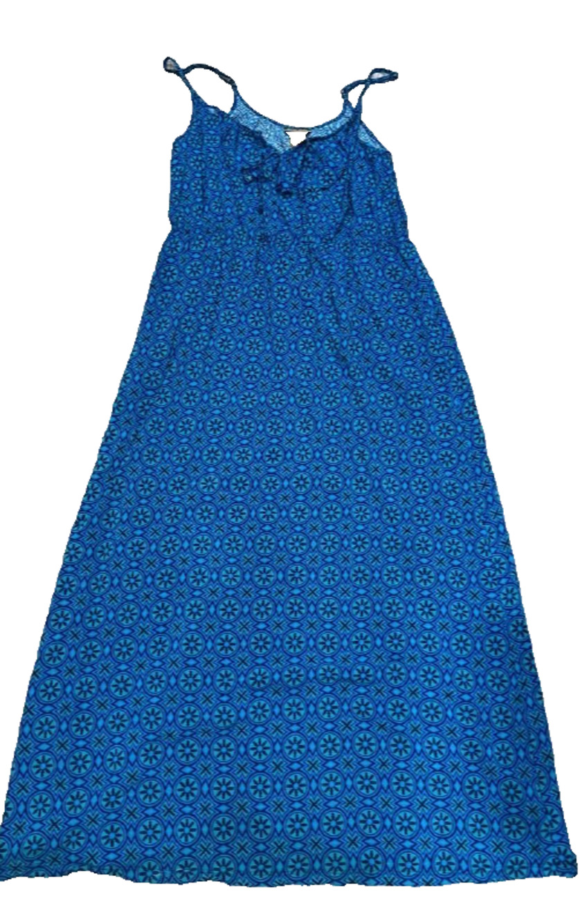 Miss Tina Knowles Maxi Dress boho Blue Mosaic Print XL A006238